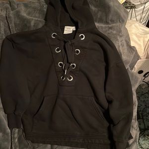 Good American Cropped Black Hoodie